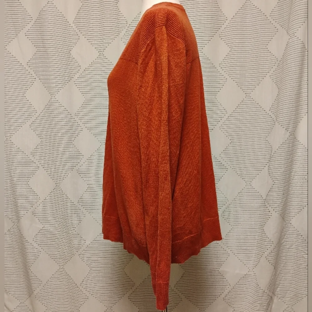 Eddie Bauer Women's Burnt Orange Cardigan Sweater Cotton Lambswool Size XL